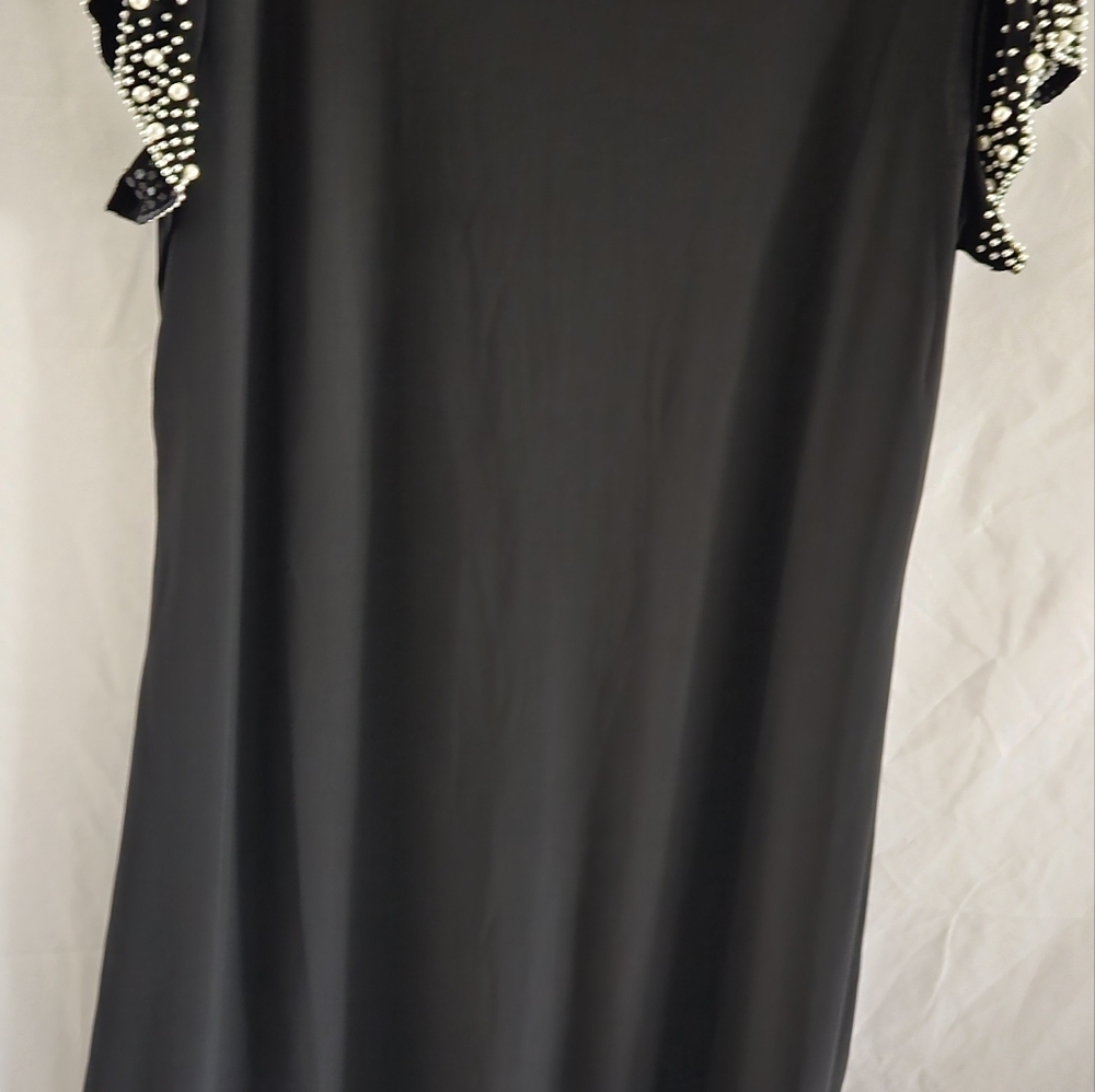 Tiana B. Black Shift Dress with Pearl Accents
